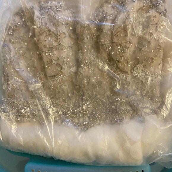 Lazaro Wedding Dress 3161 Size 8, Ivory Organza - Picture 7 of 13